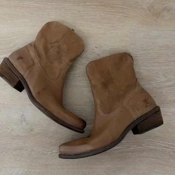 Women’s FRYE Leather Zip Up Western Booties Brown Size 6 - Picture 11 of 11
